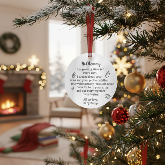 “Hi Mommy” Baby Bump Poem Ornament – Pregnancy Christmas Keepsake