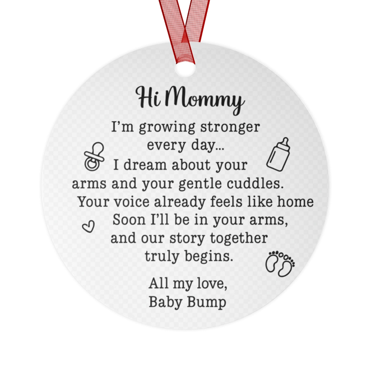 “Hi Mommy” Baby Bump Poem Ornament – Pregnancy Christmas Keepsake