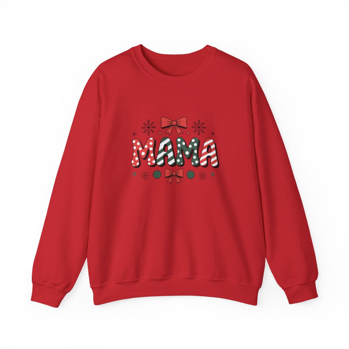 Mama Christmas Sweatshirt – Festive Candy Cane Letter Crewneck