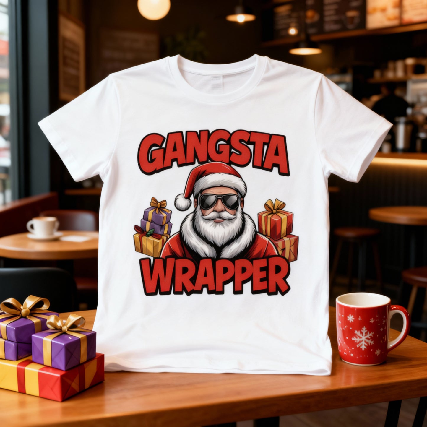 Gangsta Wrapper T-Shirt – Funny Santa Christmas Tee