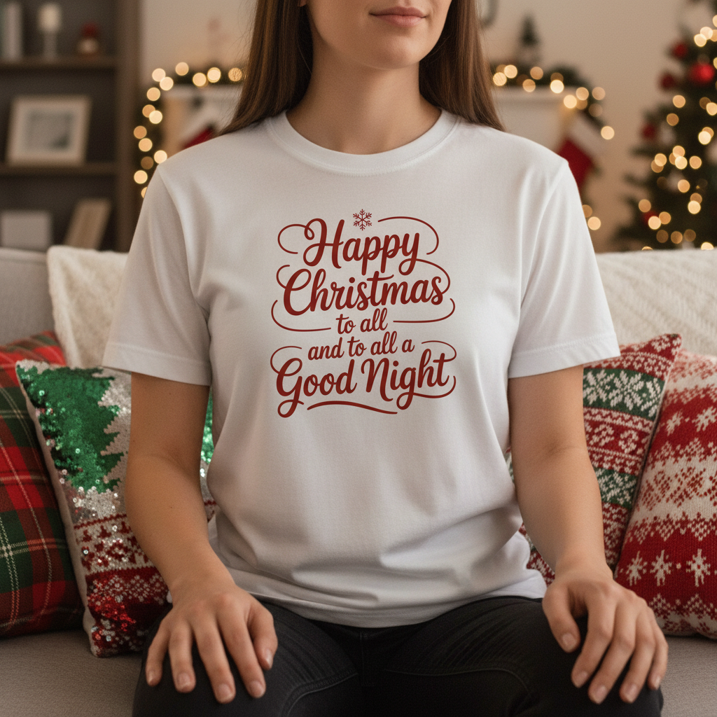 Happy Christmas T-Shirt – Classic Holiday Quote Tee