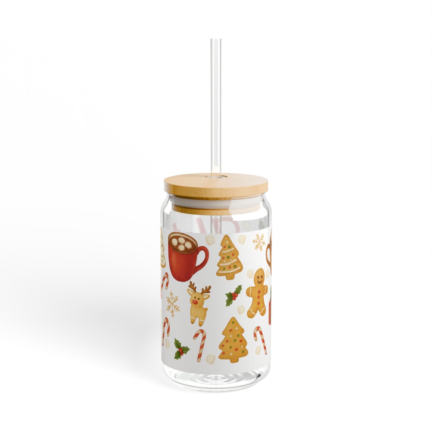 Hot Cocoa Bar Christmas Slipper Glass – 16oz with Bamboo Lid & Straw