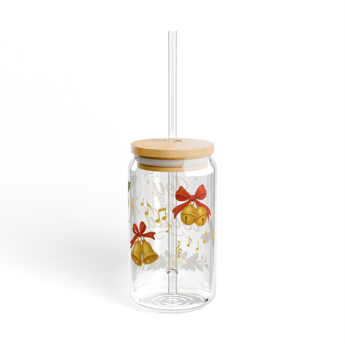 Joy to the World Christmas Slipper Glass – 16oz with Bamboo Lid & Straw