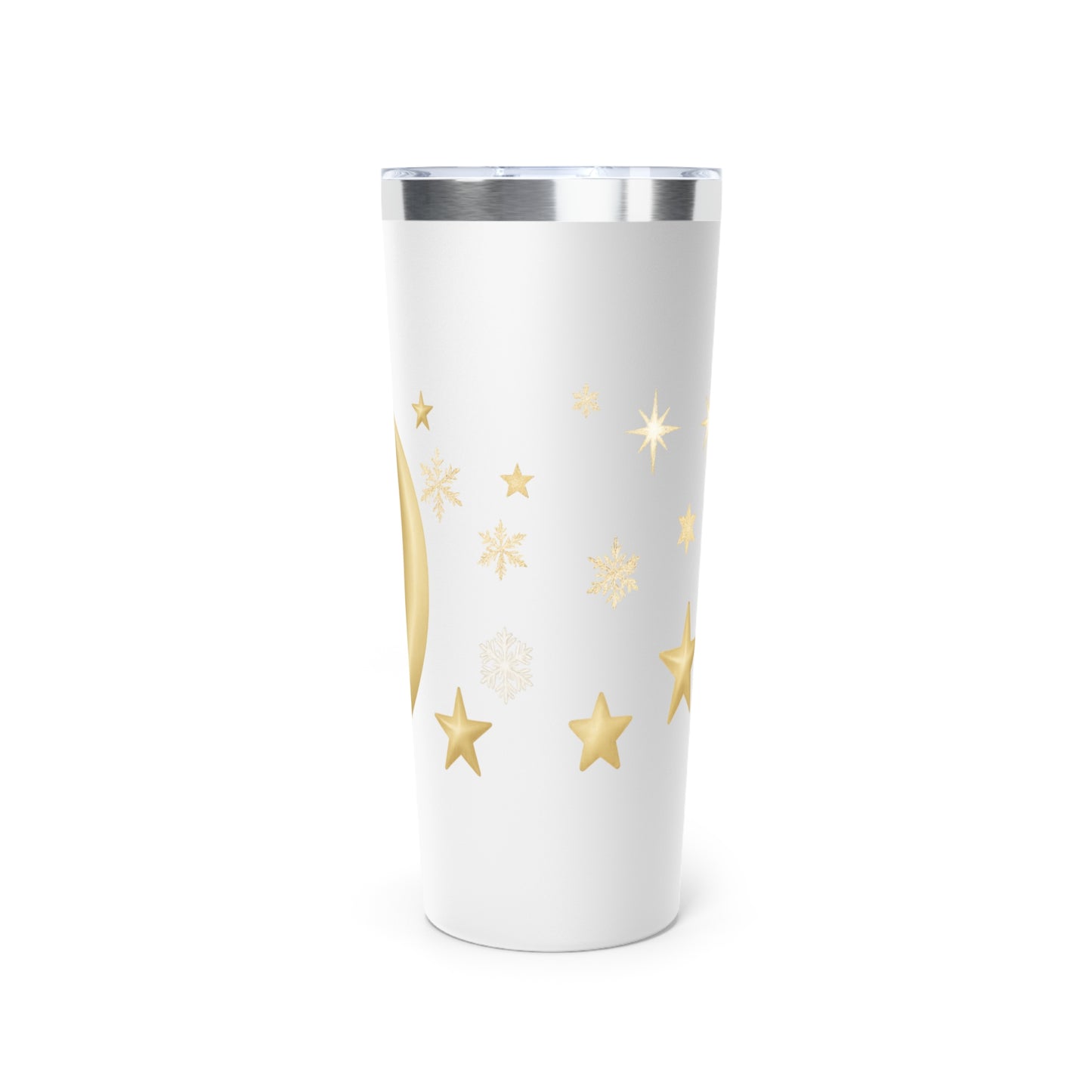 Silent Night 22oz Christmas Tumbler – Gold Moon & Stars Holiday Drinkware