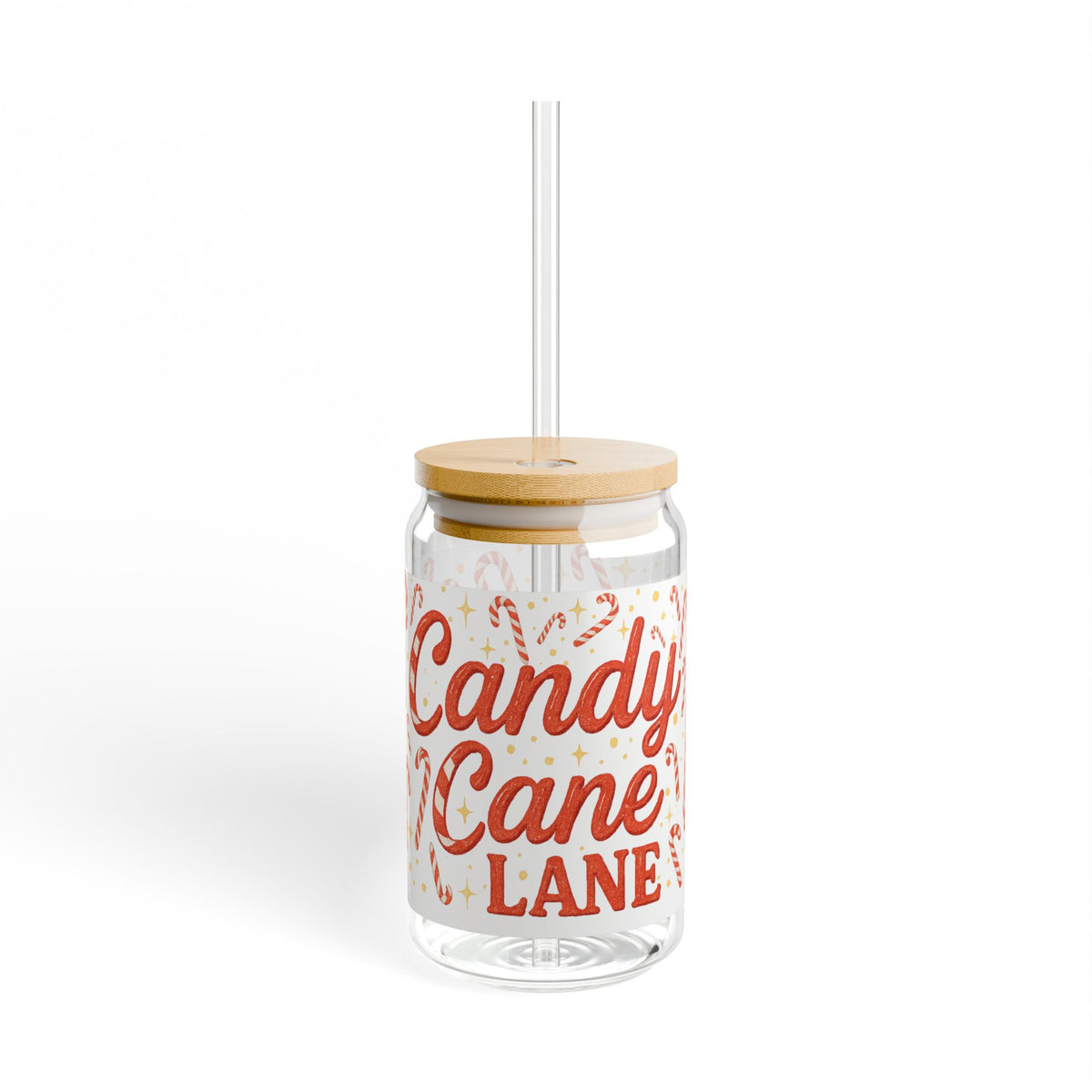 Candy Cane Lane Christmas Slipper Glass – with Bamboo Lid & Straw