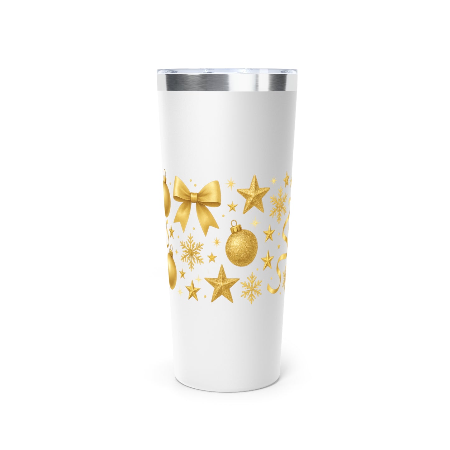 Gold Holiday Stars 22oz Tumbler – Elegant Christmas Cup