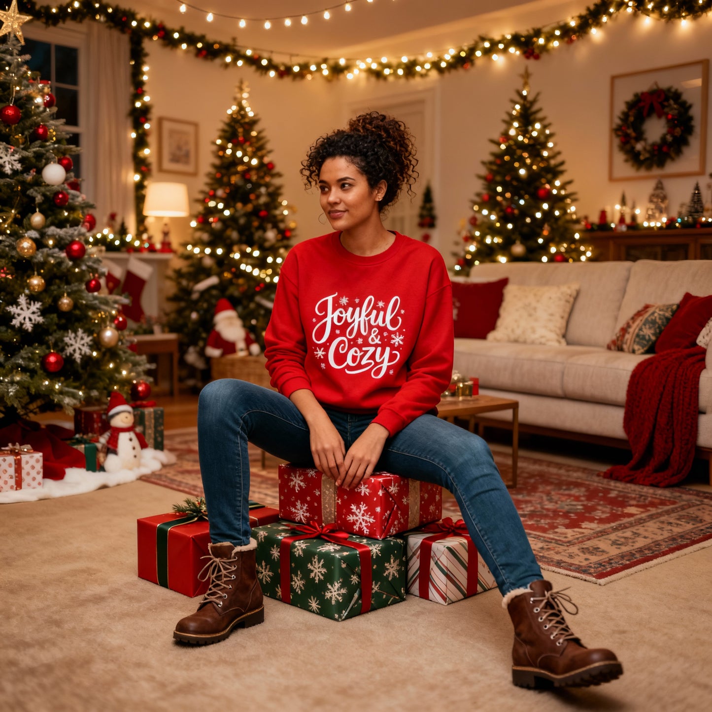 Joyful & Cozy Christmas Sweatshirt – Holiday Crewneck