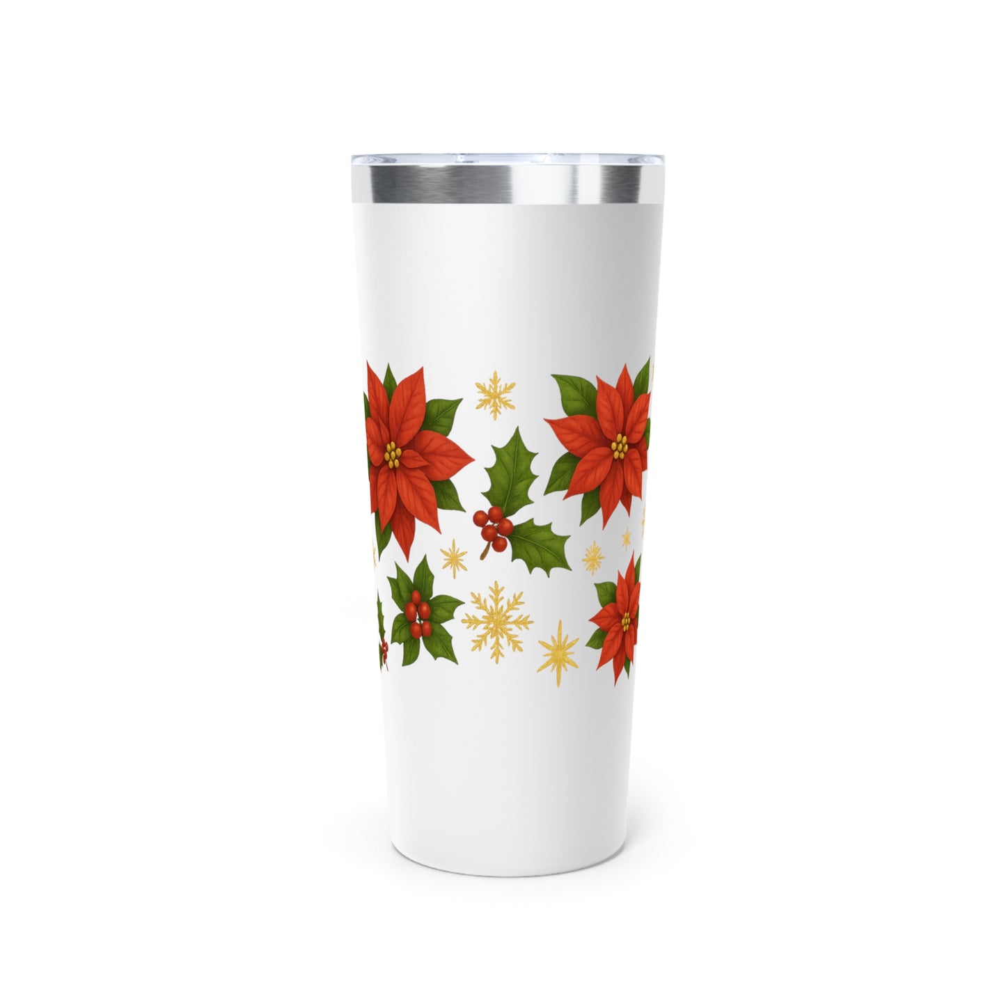 Poinsettia Christmas 22oz Tumbler – Holiday Floral Drinkware