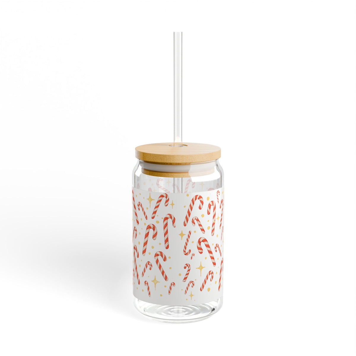 Candy Cane Lane Christmas Slipper Glass – with Bamboo Lid & Straw