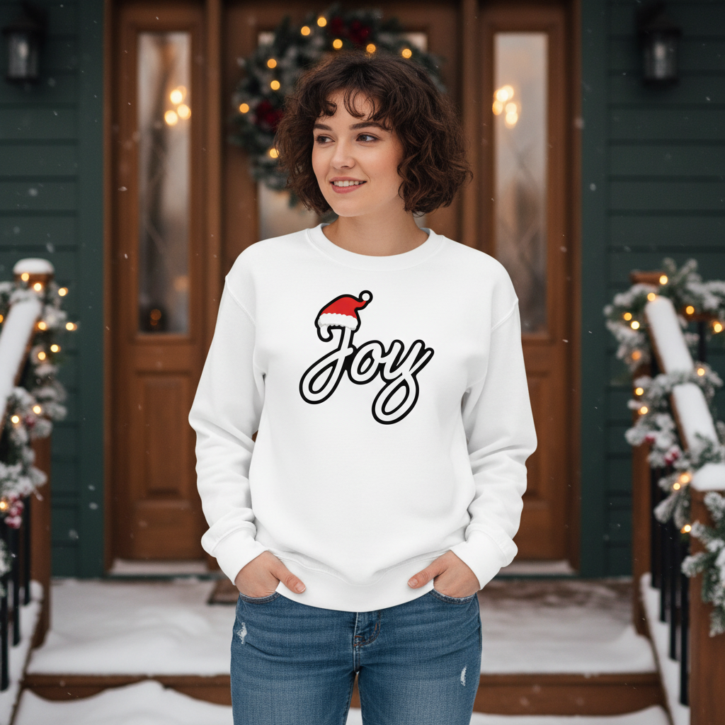 Joy Christmas Sweatshirt – Minimal Festive Script Crewneck