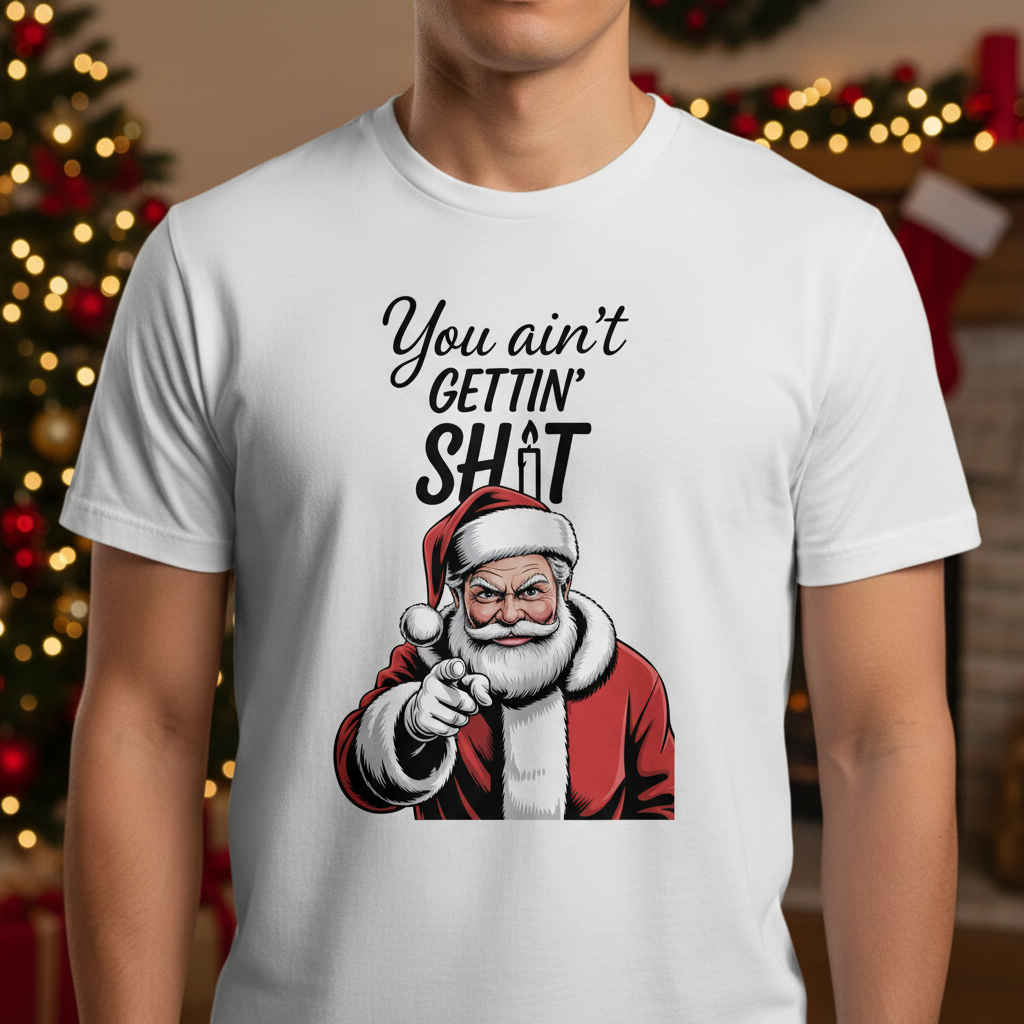 You Ain’t Gettin’ Shit T-Shirt – Funny Savage Santa Christmas Tee