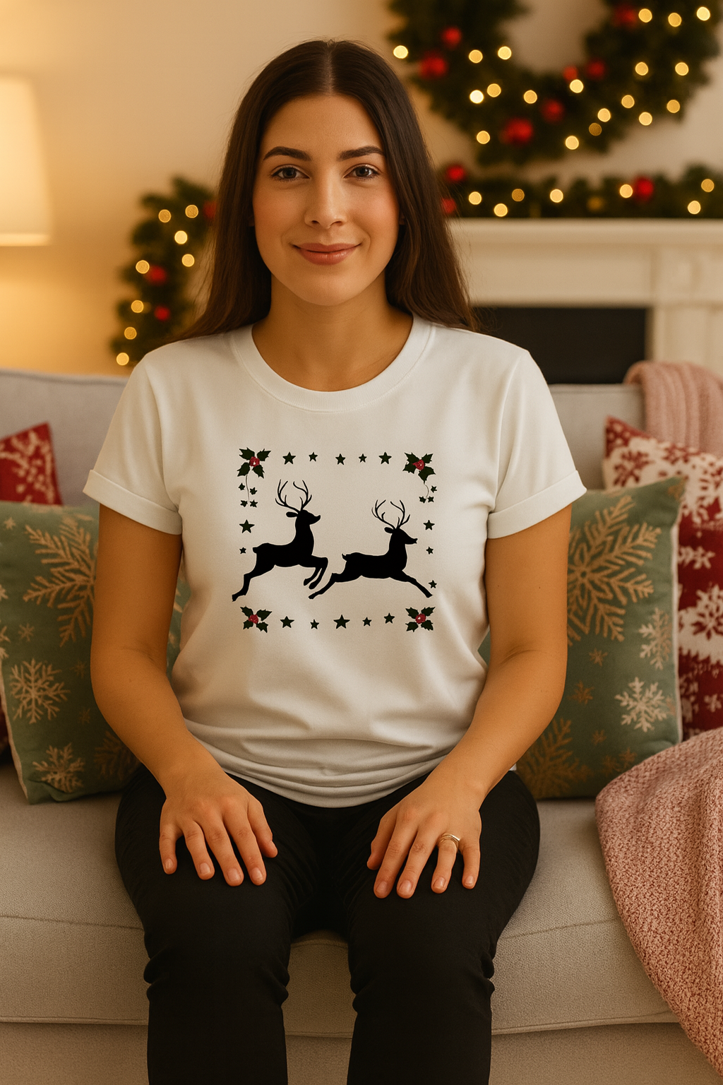 Nordic Reindeer T-Shirt – Cozy Minimal Christmas Holiday Tee