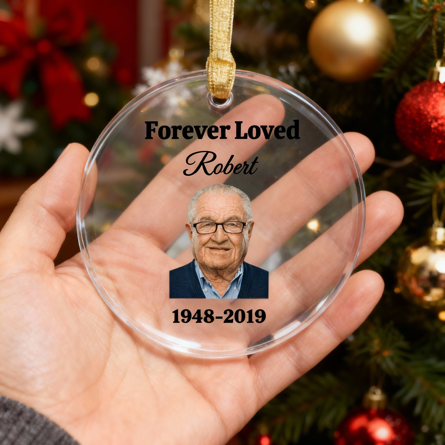 Custom Memorial Ornament – Personalized Photo Remembrance Keepsake