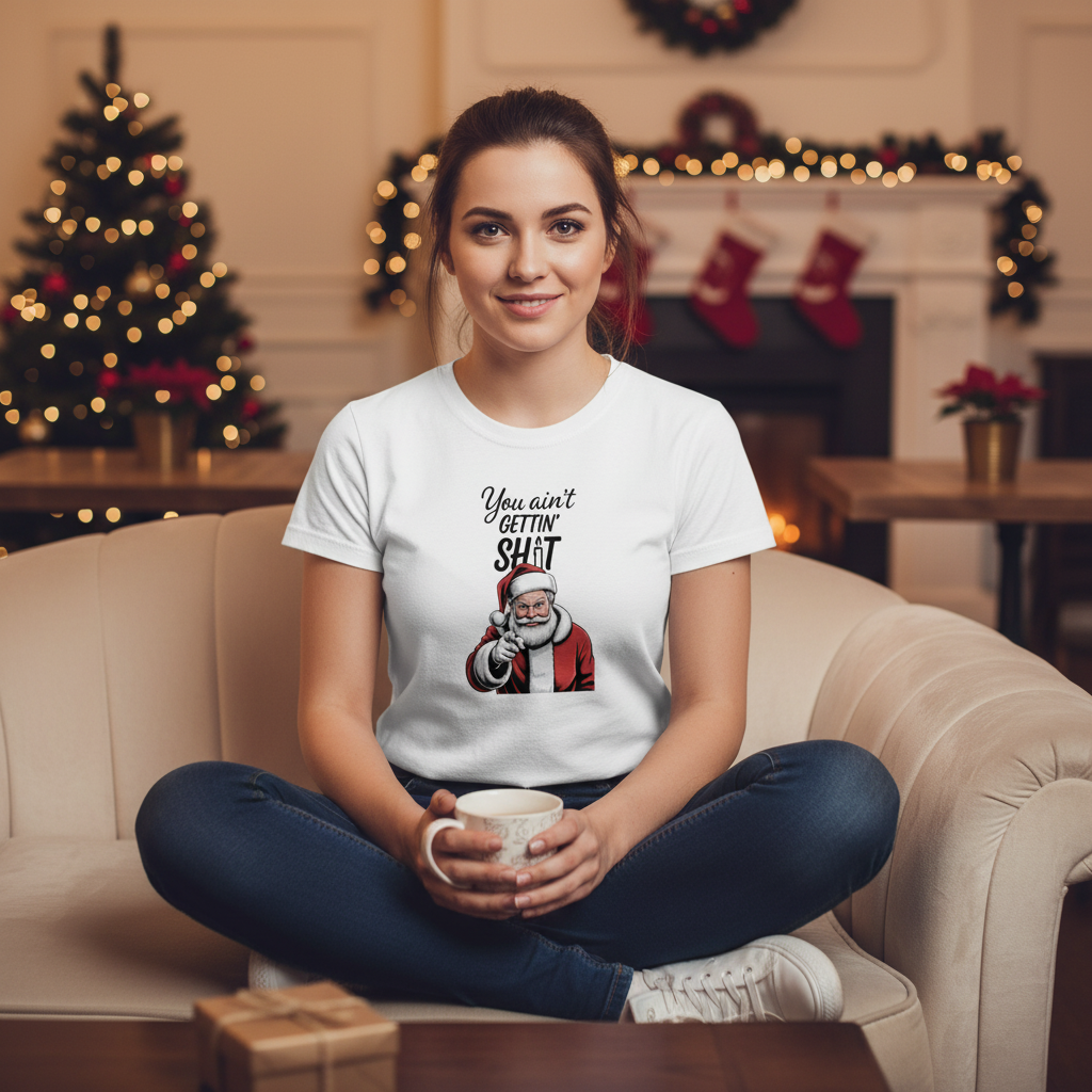 You Ain’t Gettin’ Shit T-Shirt – Funny Savage Santa Christmas Tee