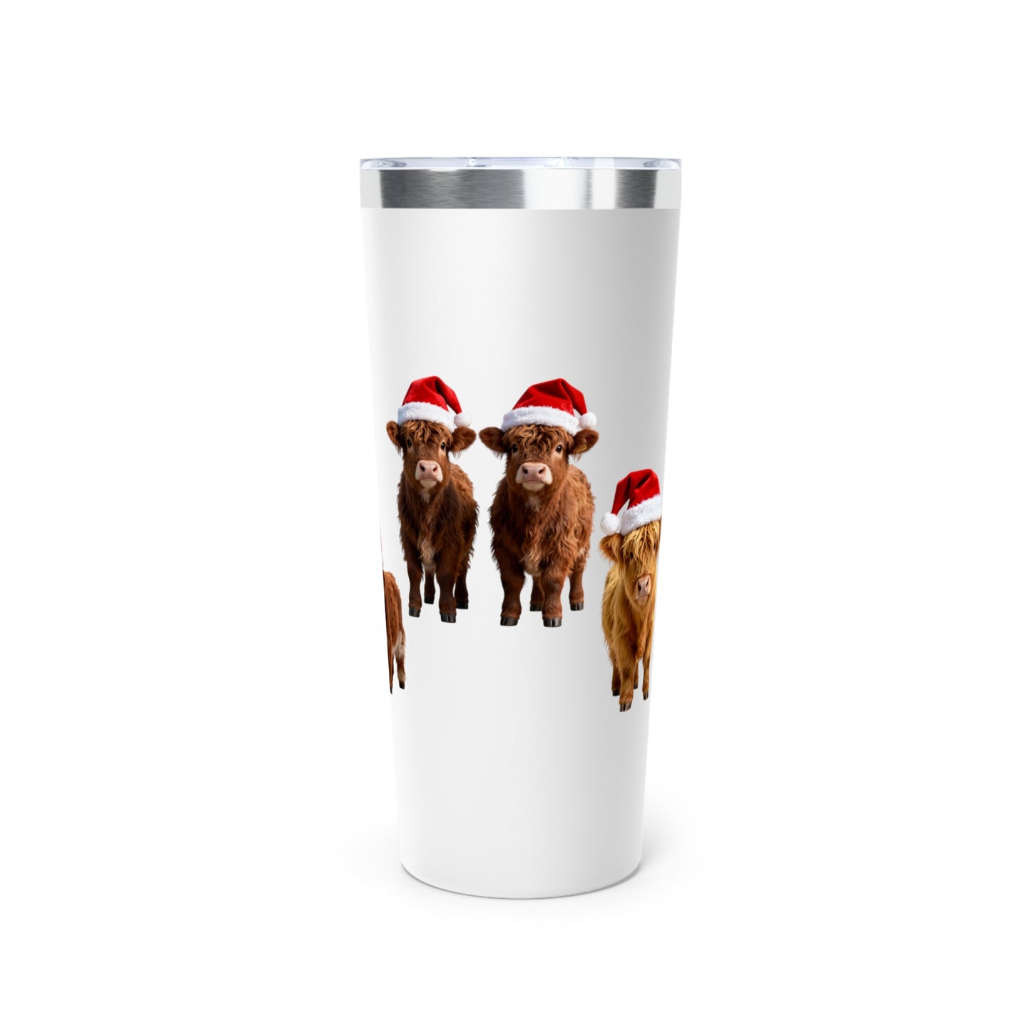 Highland Cow Christmas Tumbler – 22oz Stainless Steel Holiday Travel Cup