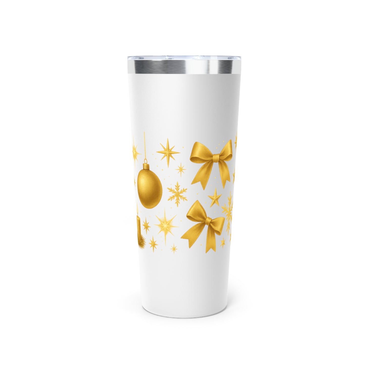 Golden Candle & Stars 22oz Tumbler – Elegant Christmas Drinkware