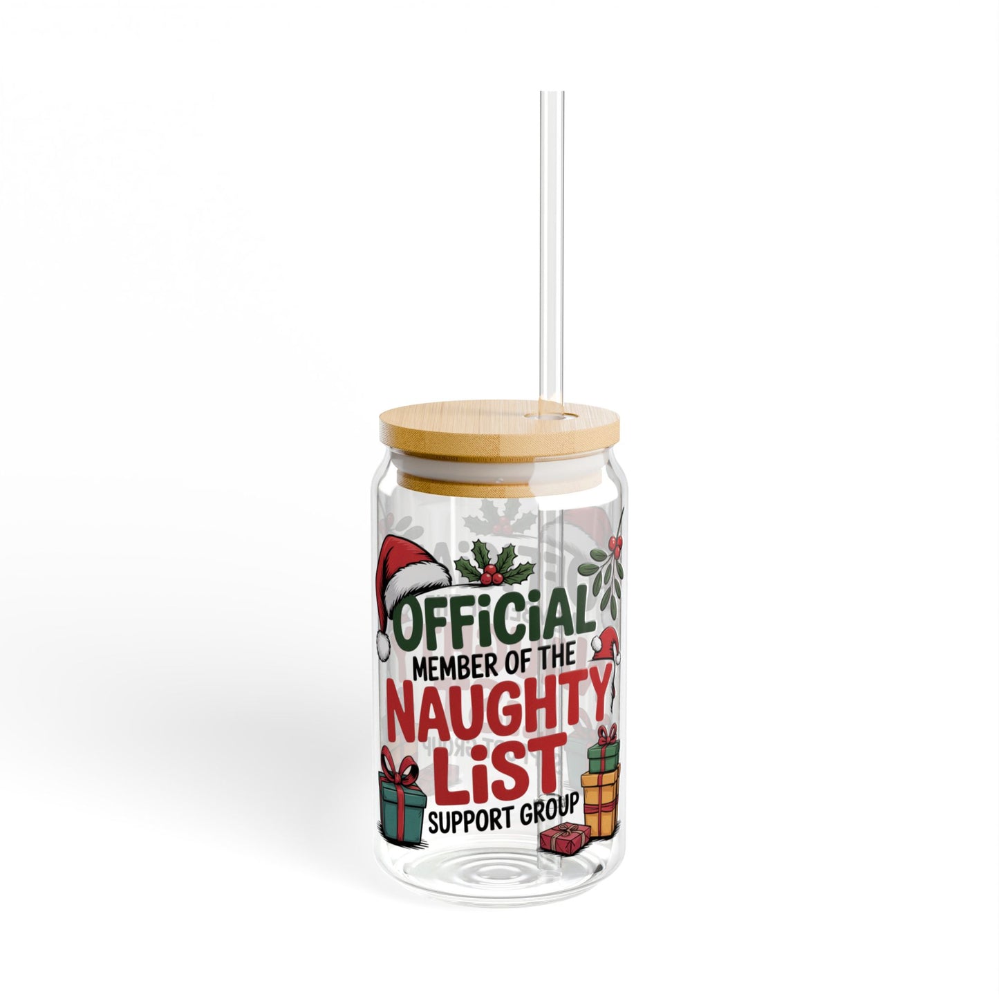 16oz Naughty List Support Group Slipper Glass  – With Lid & Straw Included