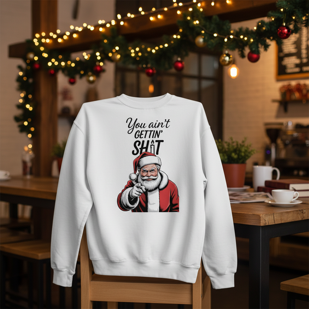 You Ain’t Gettin’ Sh*t Santa Sweatshirt – Funny Christmas Crewneck