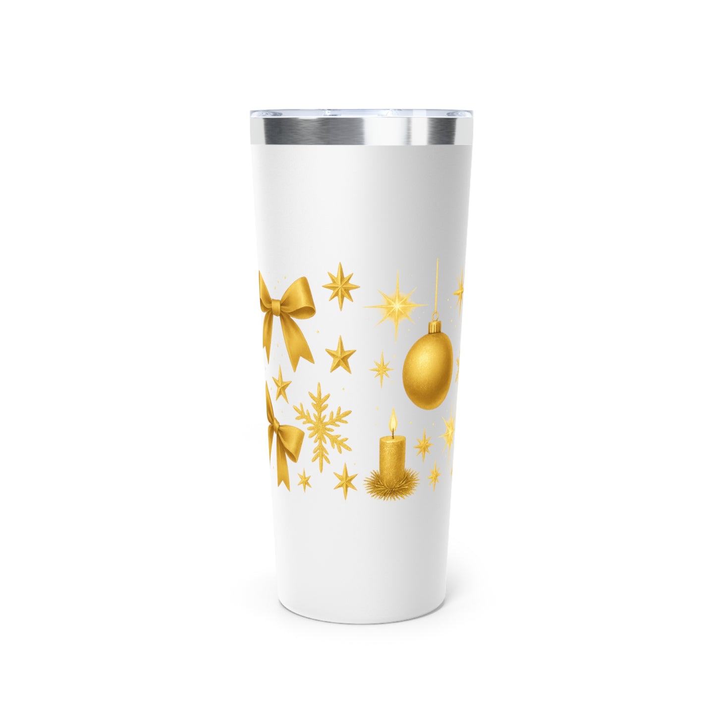 Golden Candle & Stars 22oz Tumbler – Elegant Christmas Drinkware