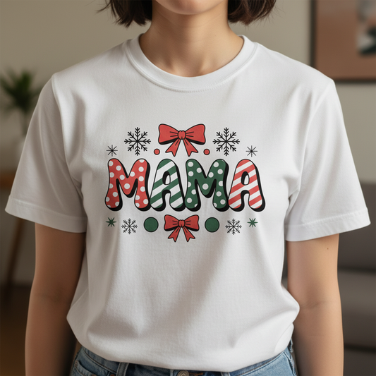 Christmas MAMA T-Shirt – Festive Holiday Mom Tee