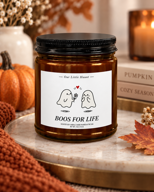 'Boos for Life' Soy Candle — 4oz Amber Jar with Black Lid