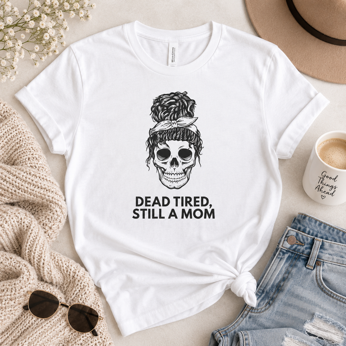 Dead Tired Mom Shirt – Funny Skeleton Graphic Tee