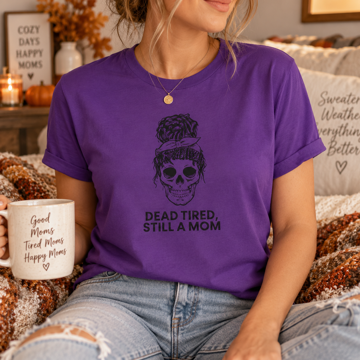 Dead Tired Mom Shirt – Funny Skeleton Graphic Tee