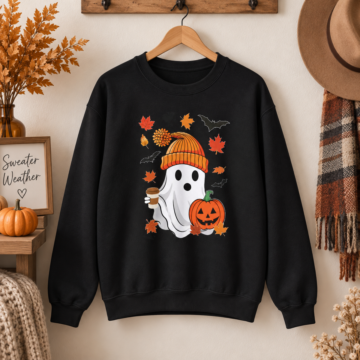 Cute Ghost Halloween Sweatshirt – Unisex Heavy Cotton Pullover