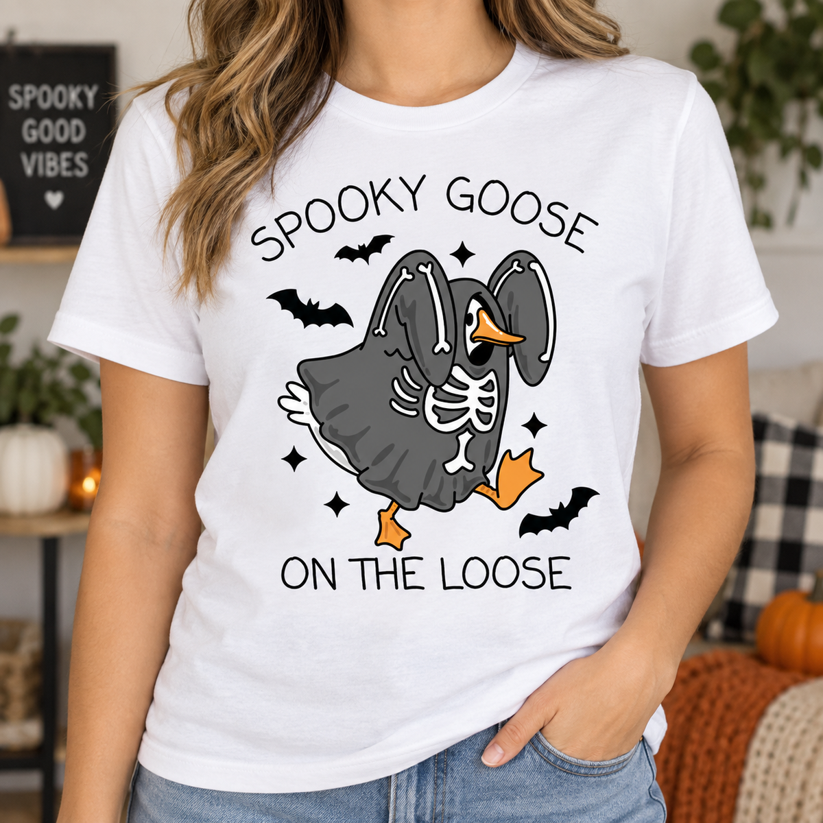 Spooky Goose On The Loose T-Shirt — Cute Halloween Goose Tee