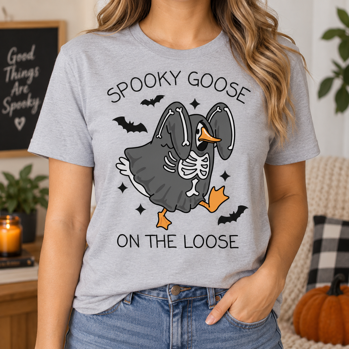 Spooky Goose On The Loose T-Shirt — Cute Halloween Goose Tee