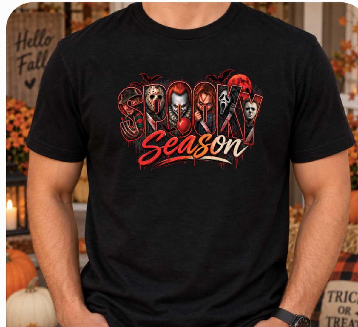 Horror Icons "Season" T-Shirt — Vintage Halloween Movie Villains Tee