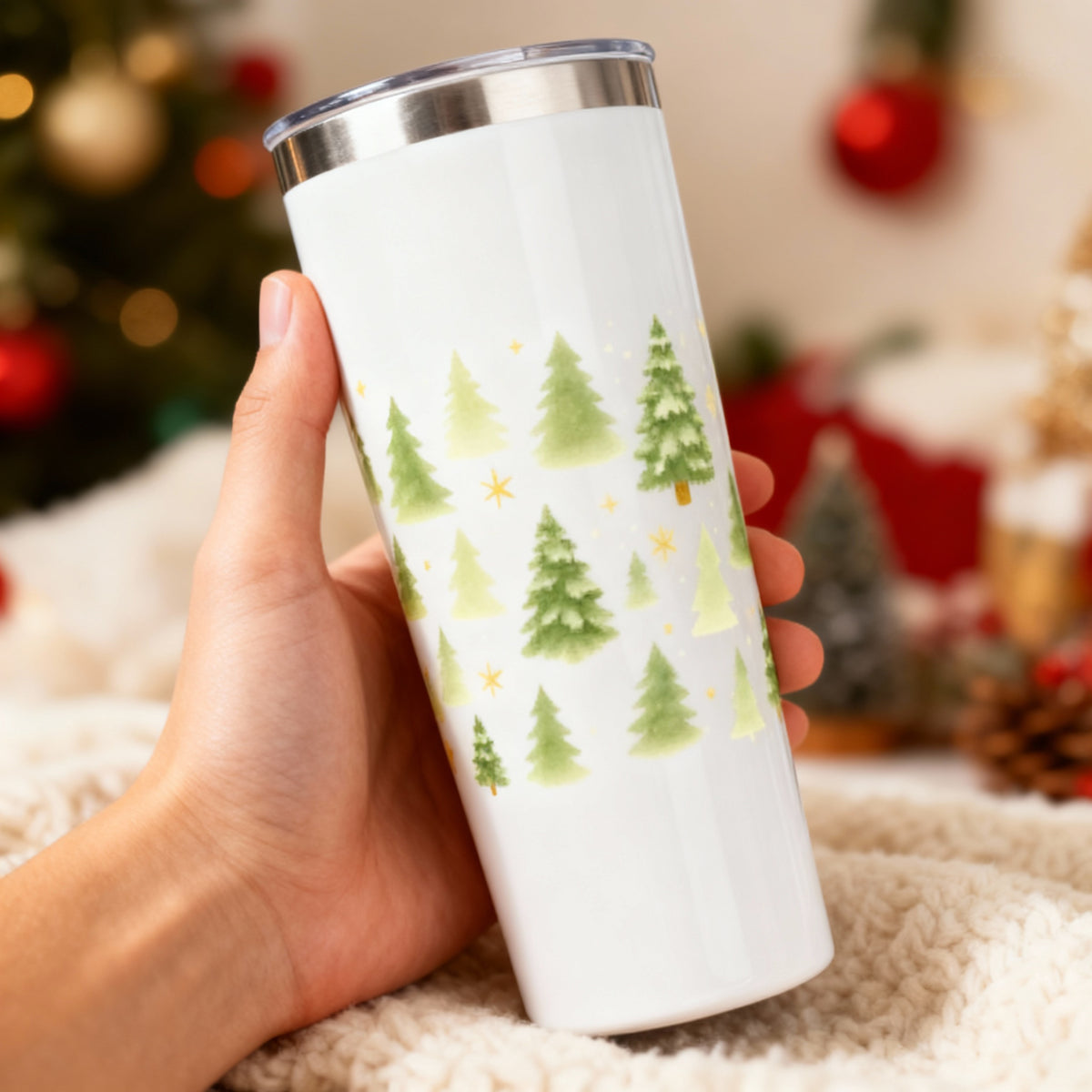 Christmas Forest 22oz Tumbler – Cozy Winter Trees Cup