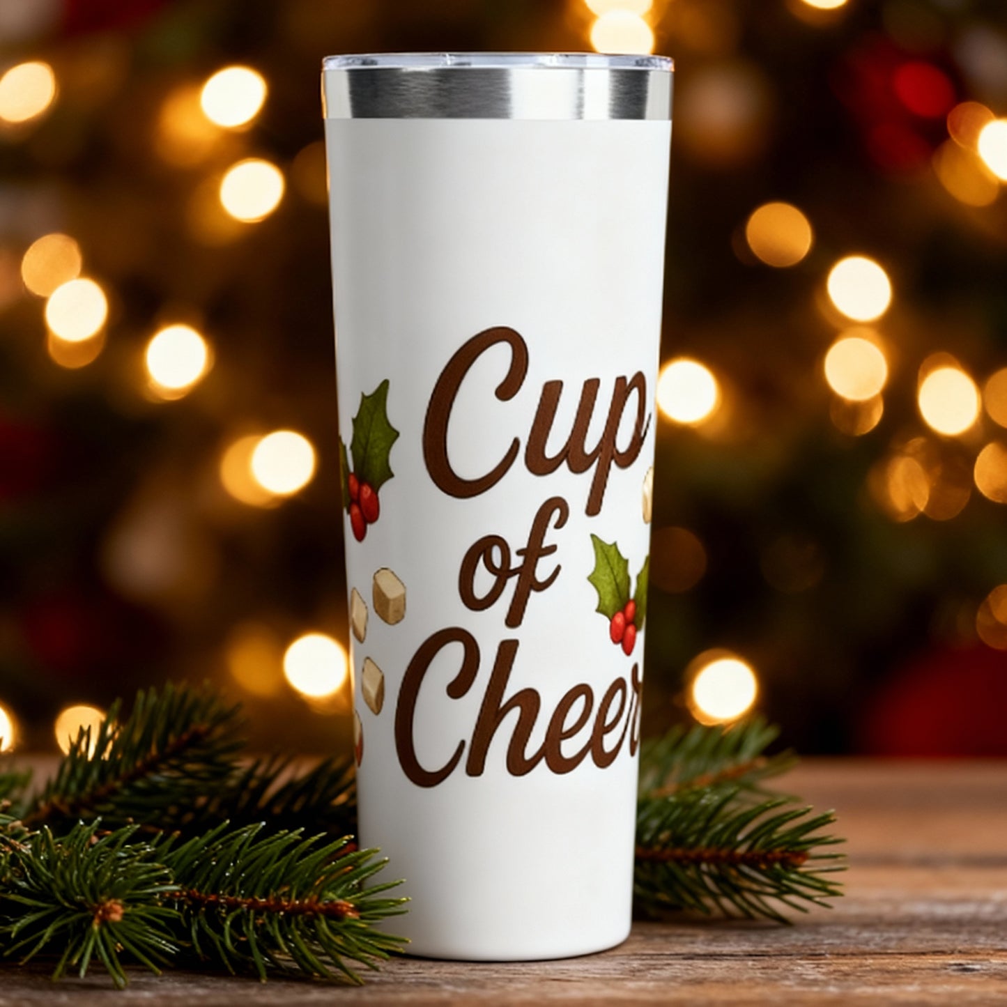 Cup of Cheer 22oz Christmas Tumbler – Cozy Holiday Drink Cup