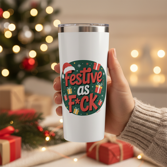 Festive as F*ck 22oz Stainless Tumbler – Funny Christmas Cup