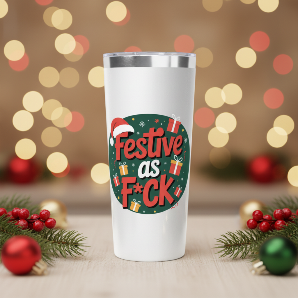 Festive as F*ck 22oz Stainless Tumbler – Funny Christmas Cup