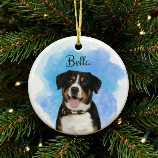 Custom Pet Portrait Christmas Ornament – Personalized Dog Photo Holiday Decoration