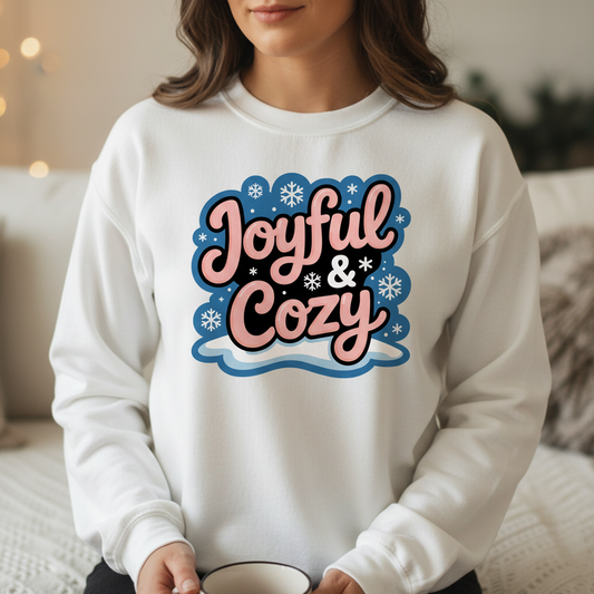 Joyful & Cozy Winter Sweatshirt – Pastel Snowflake Crewneck