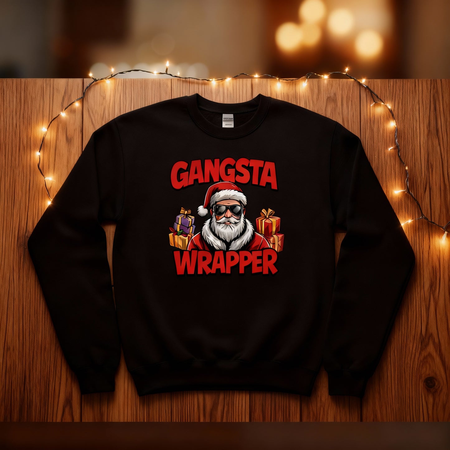 Gangsta Wrapper Christmas Sweatshirt – Funny Santa Crewneck