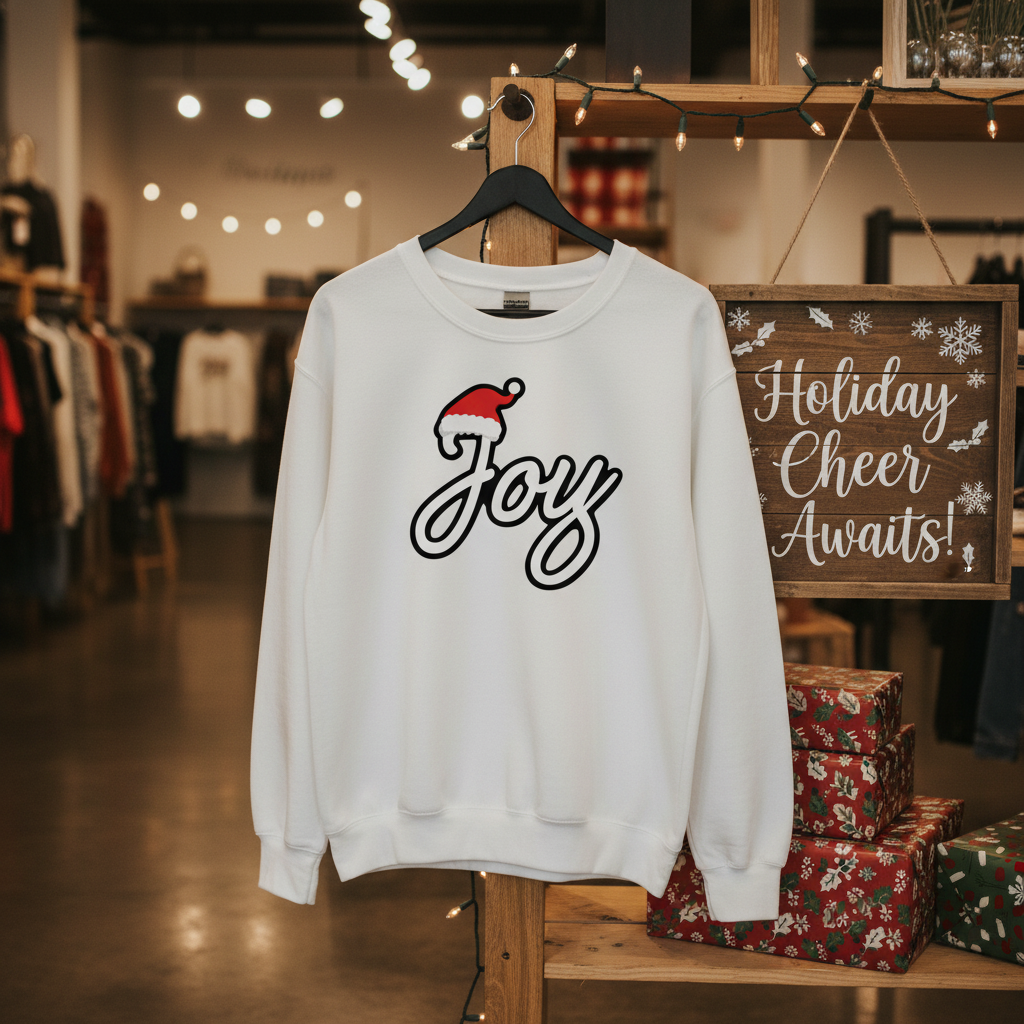 Joy Christmas Sweatshirt – Minimal Festive Script Crewneck