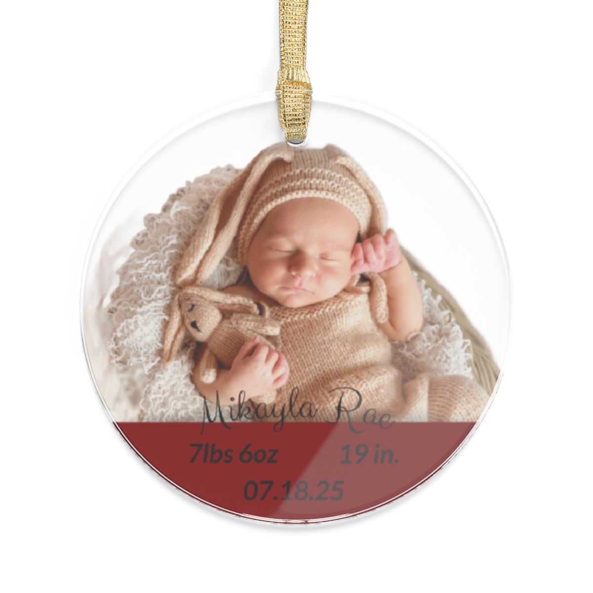 Custom Baby Birth Stats Ornament – Personalized Acrylic Photo Keepsake, Newborn Christmas Ornament, Baby’s First Christmas Gift