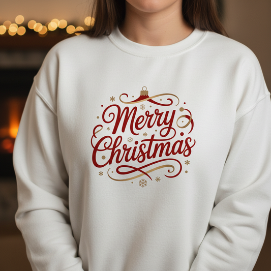 Elegant Merry Christmas Sweatshirt – Script Holiday Crewneck