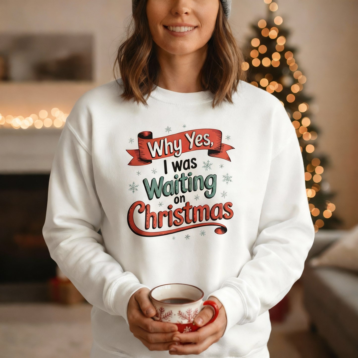 Waiting on Christmas Sweatshirt – Cute Holiday Quote Crewneck