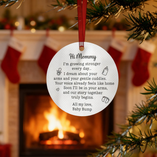 “Hi Mommy” Baby Bump Poem Ornament – Pregnancy Christmas Keepsake
