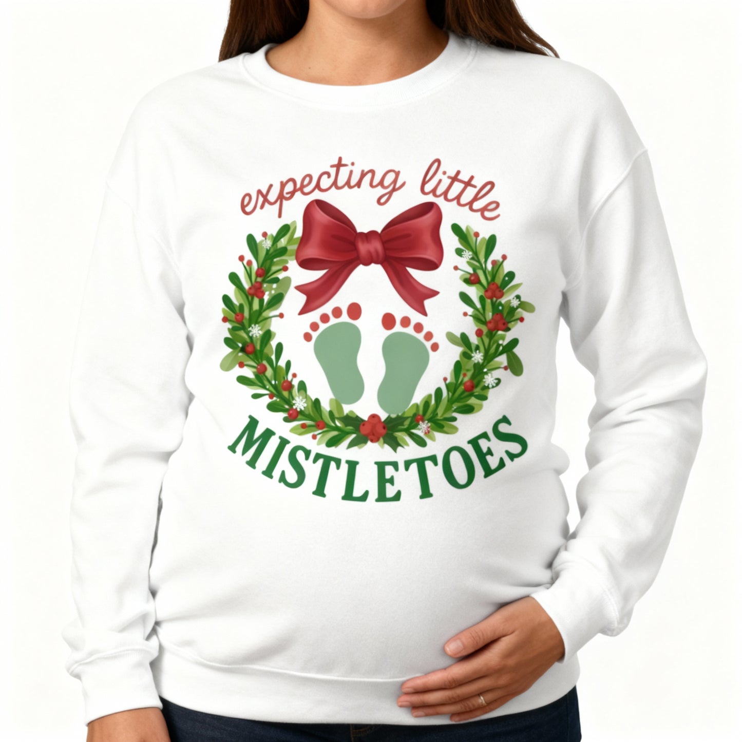 Expecting Little Mistletoes Sweatshirt – Christmas Pregnancy Crewneck