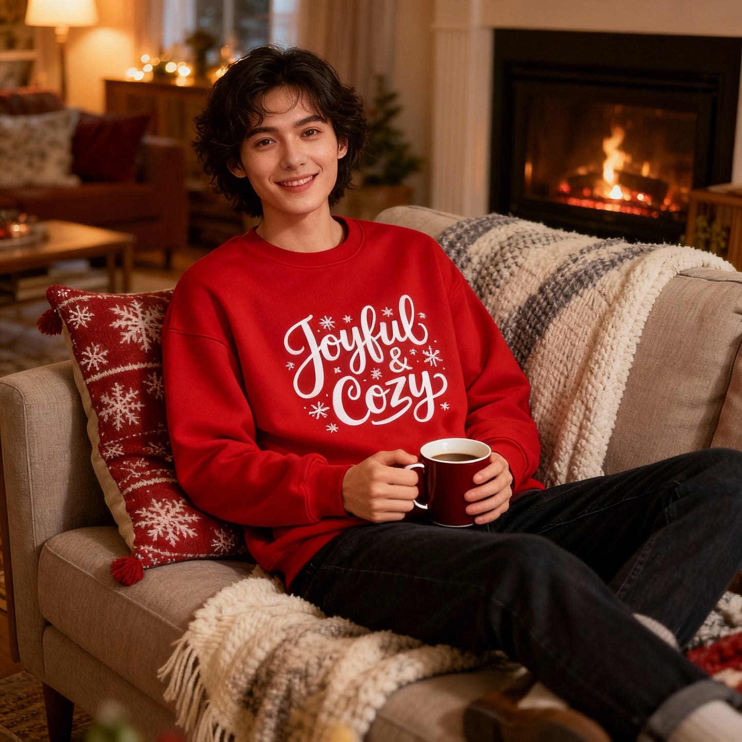 Joyful & Cozy Christmas Sweatshirt – Holiday Crewneck
