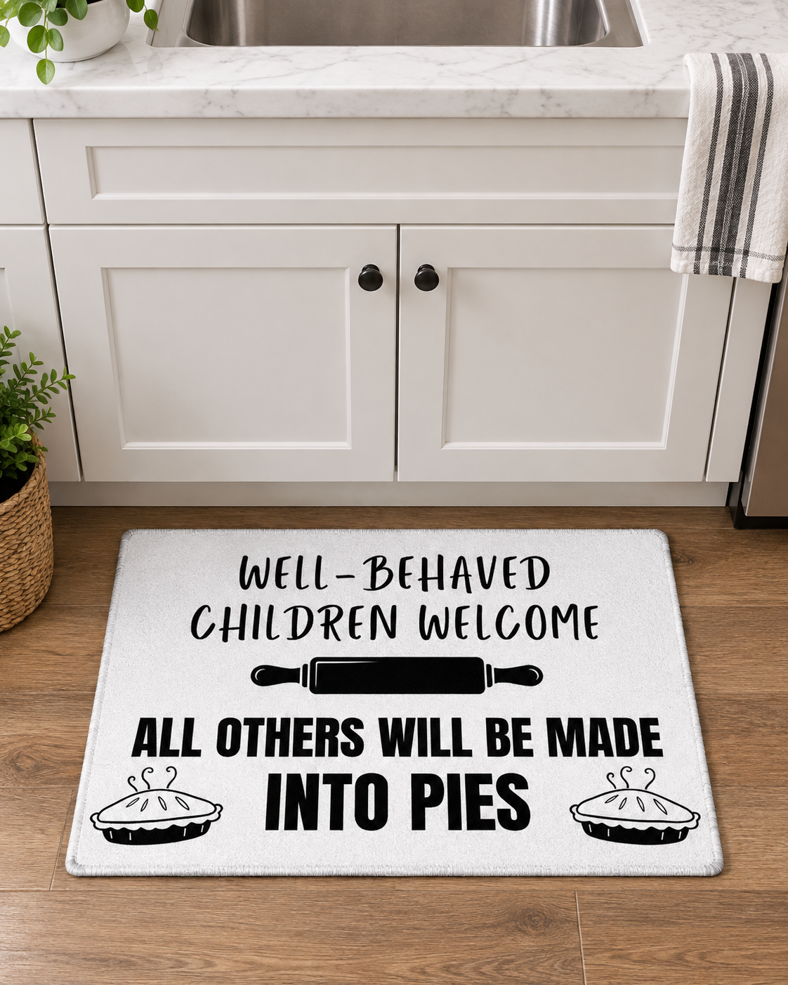 Well-Behaved Children Welcome Doormat – Funny Farmhouse Style Rug