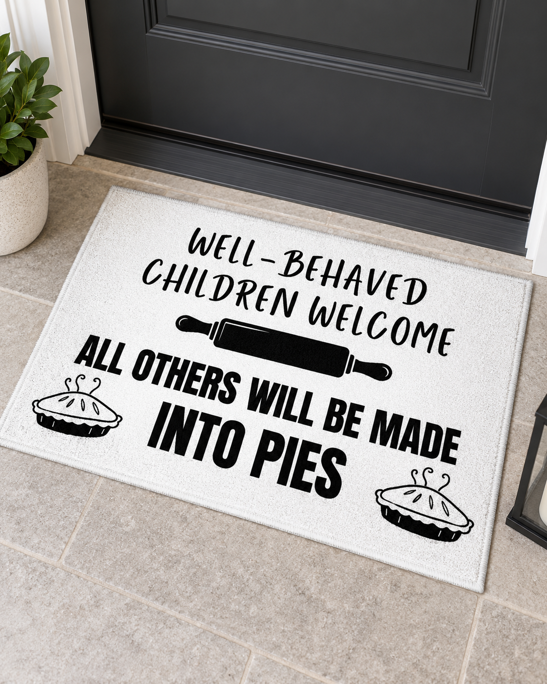 Well-Behaved Children Welcome Doormat – Funny Farmhouse Style Rug
