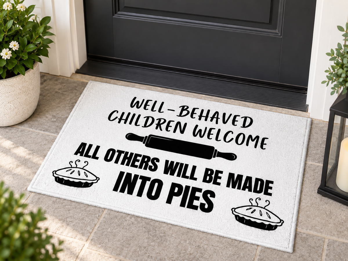 Well-Behaved Children Welcome Doormat – Funny Farmhouse Style Rug