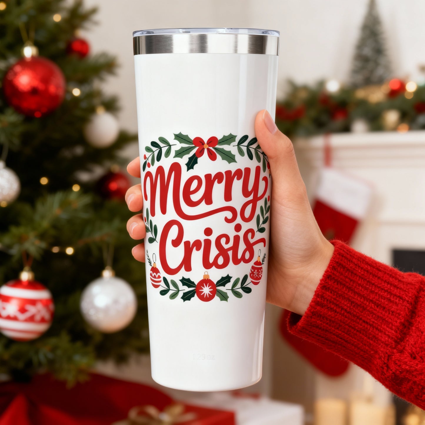 Merry Crisis 22oz Insulated Tumbler – Funny Christmas Travel Cup