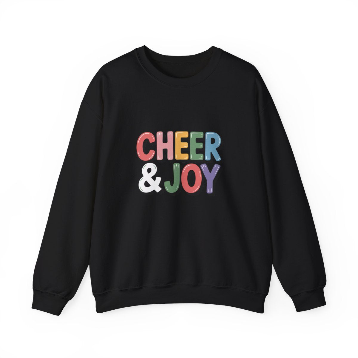 Cheer & Joy Christmas Sweatshirt – Colorful Holiday Bubble Letter Crewneck